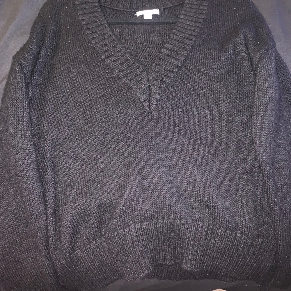 Black deep V sweater